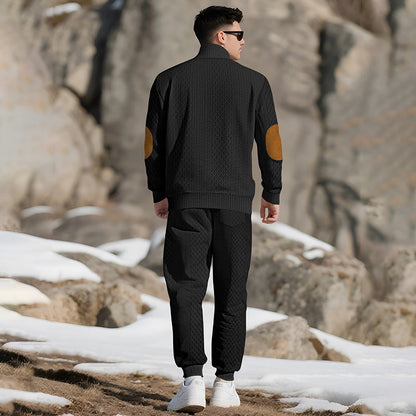 🔥Casual jacquardtröja med ståkrage och byxor med elastiska muddar