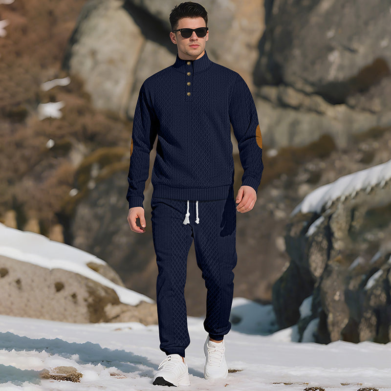 🔥Casual jacquardtröja med ståkrage och byxor med elastiska muddar