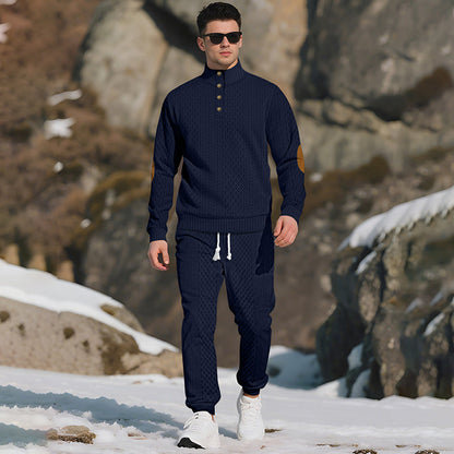 🔥Casual jacquardtröja med ståkrage och byxor med elastiska muddar