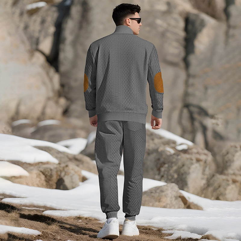 🔥Casual jacquardtröja med ståkrage och byxor med elastiska muddar