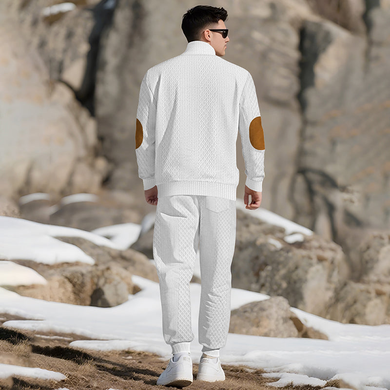 🔥Casual jacquardtröja med ståkrage och byxor med elastiska muddar