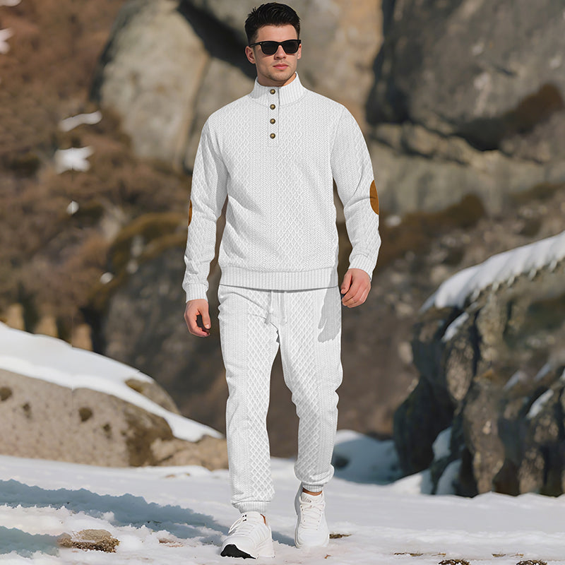 🔥Casual jacquardtröja med ståkrage och byxor med elastiska muddar
