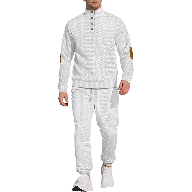 🔥Casual jacquardtröja med ståkrage och byxor med elastiska muddar