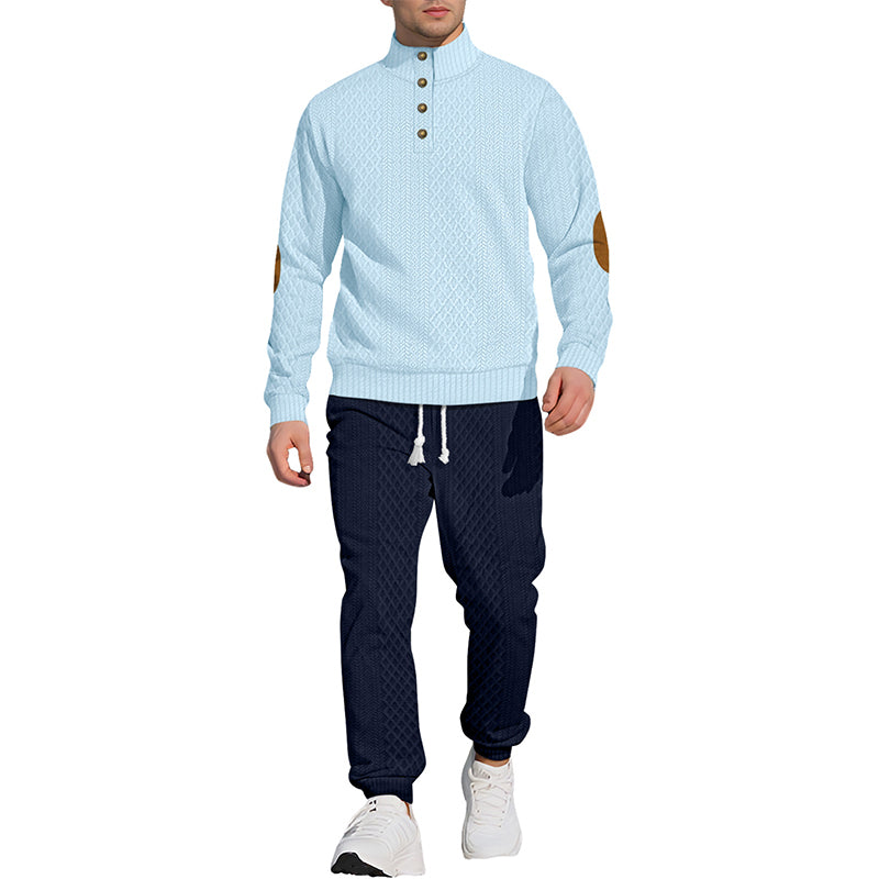 🔥Casual jacquardtröja med ståkrage och byxor med elastiska muddar