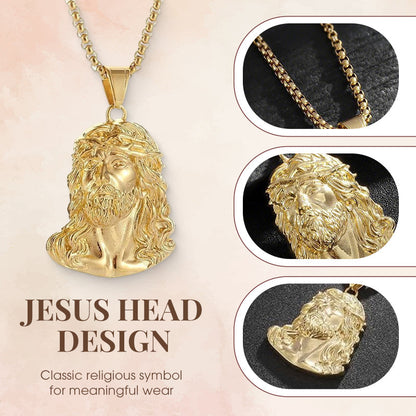⏳Begränsad tid 50 % rabatt⏰Halsband med Jesus-huvudhänge✝️📿