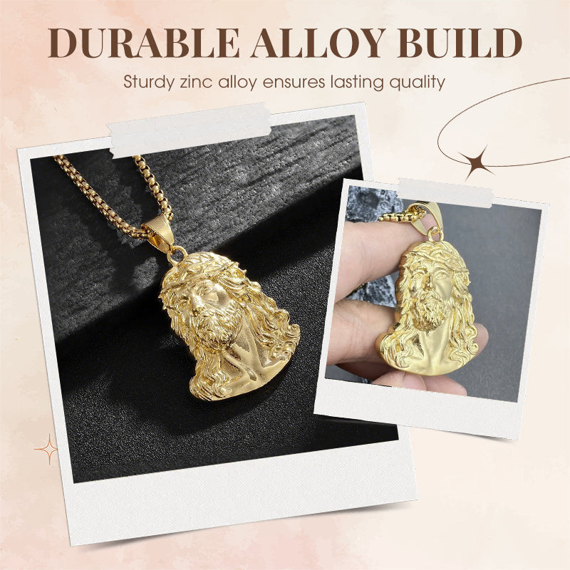 ⏳Begränsad tid 50 % rabatt⏰Halsband med Jesus-huvudhänge✝️📿