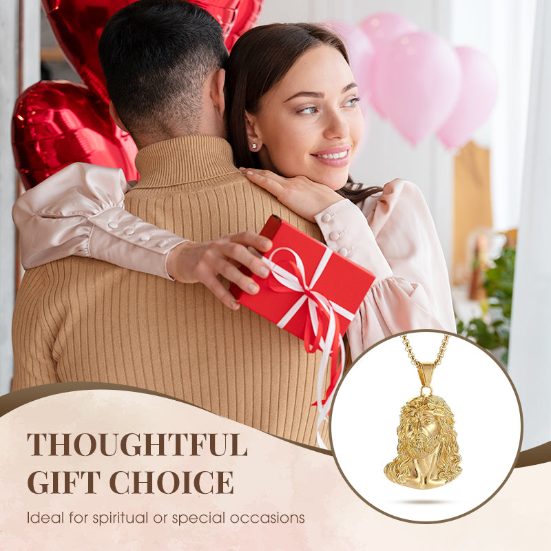 ⏳Begränsad tid 50 % rabatt⏰Halsband med Jesus-huvudhänge✝️📿