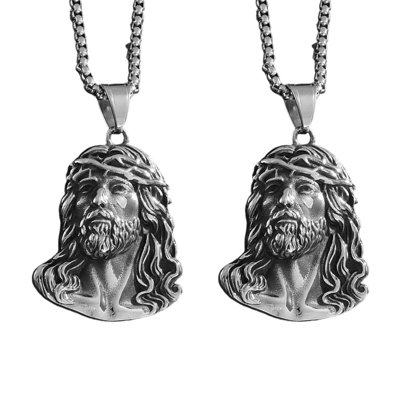 ⏳Begränsad tid 50 % rabatt⏰Halsband med Jesus-huvudhänge✝️📿