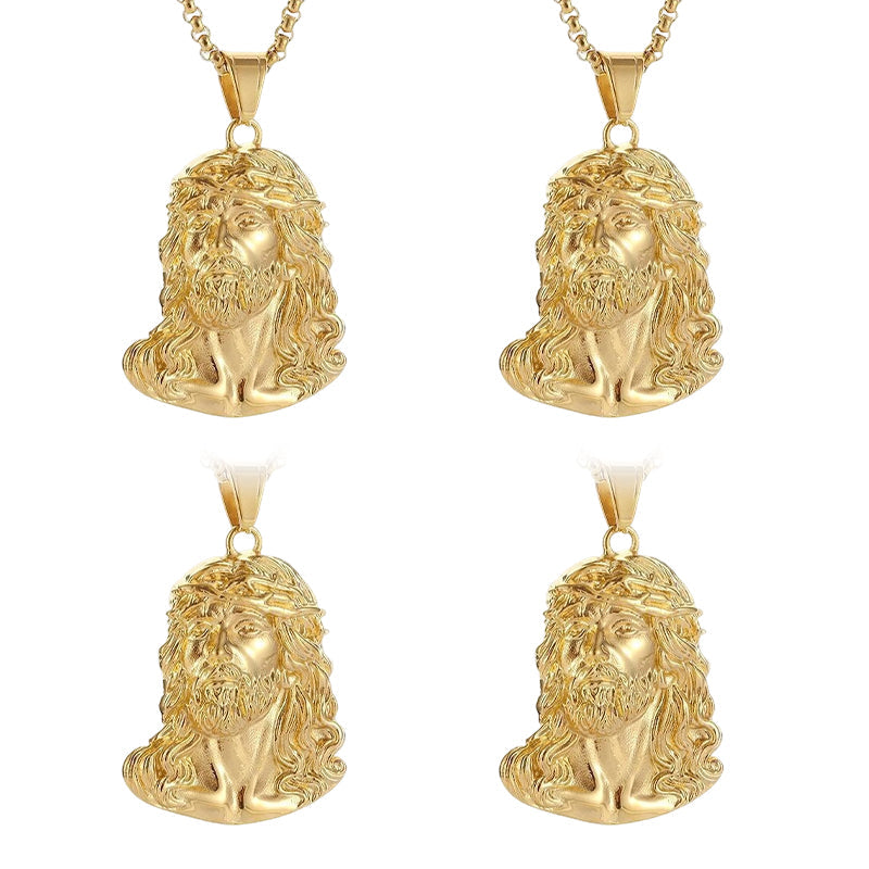 ⏳Begränsad tid 50 % rabatt⏰Halsband med Jesus-huvudhänge✝️📿