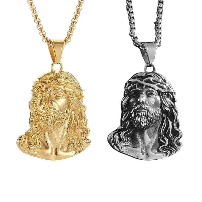 ⏳Begränsad tid 50 % rabatt⏰Halsband med Jesus-huvudhänge✝️📿