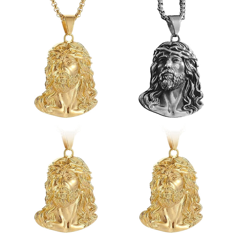 ⏳Begränsad tid 50 % rabatt⏰Halsband med Jesus-huvudhänge✝️📿