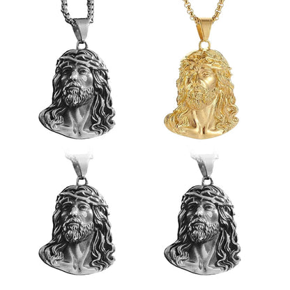 ⏳Begränsad tid 50 % rabatt⏰Halsband med Jesus-huvudhänge✝️📿