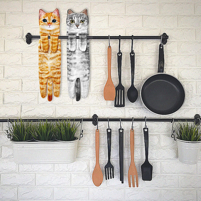 🎁 SISTA DAGENS REA - 49% RABATT✨😺 Söt Kattmönstrad Handduk🐾