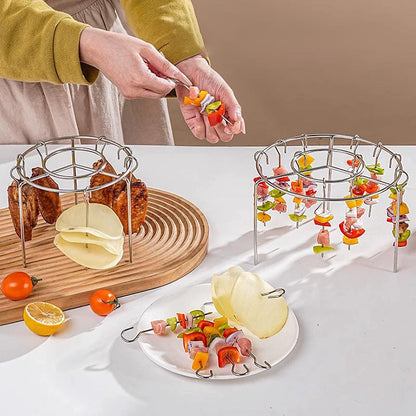 🥩 316 Rostfritt Stål Air Fryer Grillgaller-Set - 8 Grillspett med Värmebeständiga Handskar för Hälsosam Matlagning 🍢