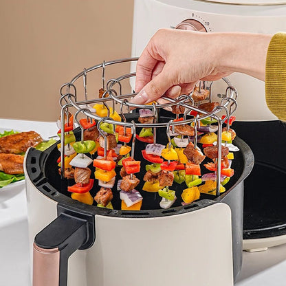 🥩 316 Rostfritt Stål Air Fryer Grillgaller-Set - 8 Grillspett med Värmebeständiga Handskar för Hälsosam Matlagning 🍢