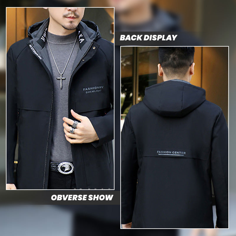 ✨Vintererbjudande💖Herr vinterjacka med huva och varm foder av fuskpäls