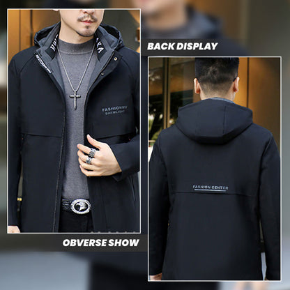 ✨Vintererbjudande💖Herr vinterjacka med huva och varm foder av fuskpäls