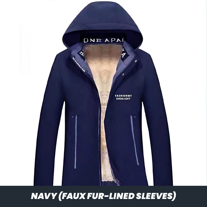 ✨Vintererbjudande💖Herr vinterjacka med huva och varm foder av fuskpäls