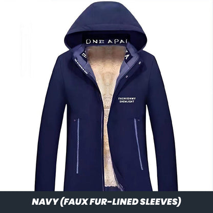 ✨Vintererbjudande💖Herr vinterjacka med huva och varm foder av fuskpäls