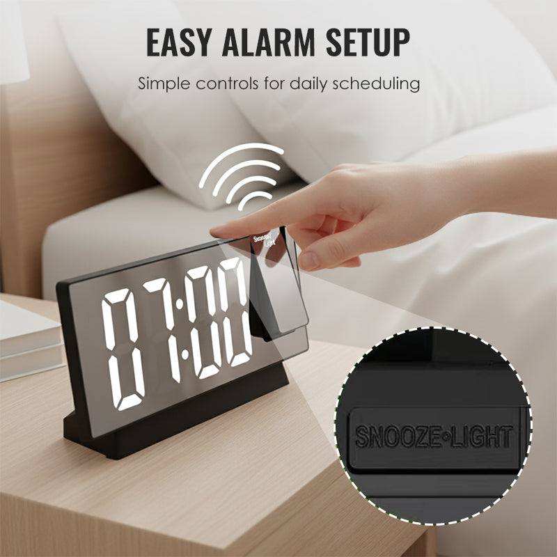 🔥60 % rabatt så länge lagret räcker!🎉Väckarklocka med projektor och LED-spegel 🕰️