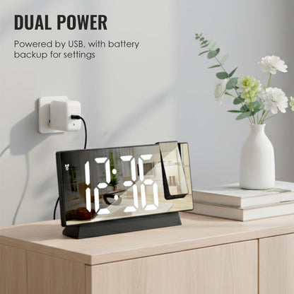 🔥60 % rabatt så länge lagret räcker!🎉Väckarklocka med projektor och LED-spegel 🕰️