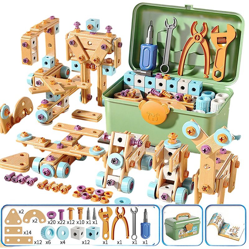 🧰 50% RABATT🧩 Barnens verktygssats, roligt DIY, utvecklar barns praktiska färdigheter🎪🔩