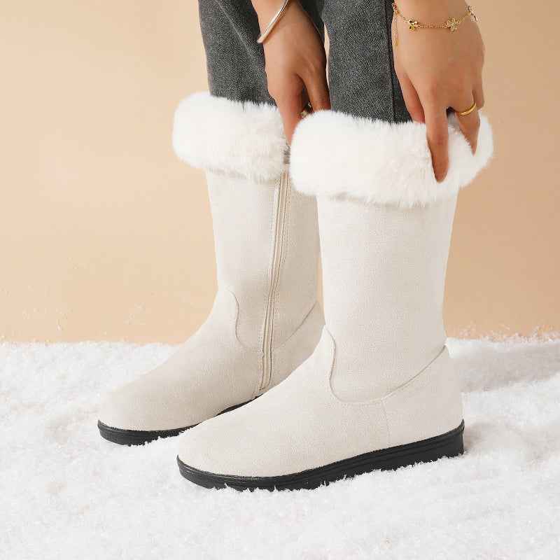 Damvinterstövlar med halvhög vad och dragkedja i sidan