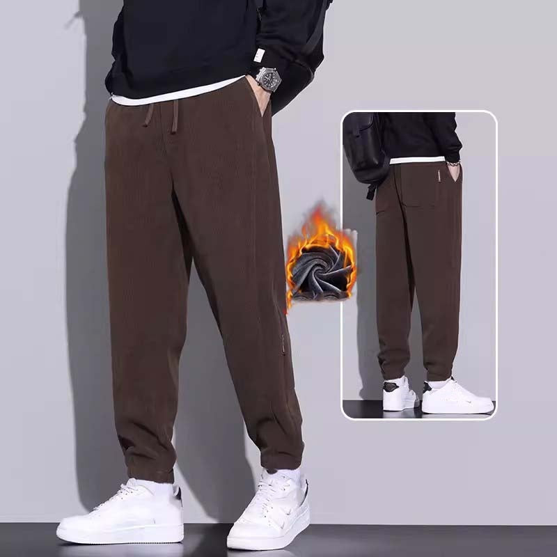 🔈🔈60% rabatt🔥Herrmanchesterbyxor med avsmalnande passform, dragsko och fickor