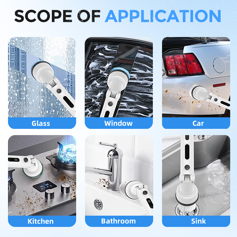⌛ Multifunktionell elektrisk utdragbar rengöringsborste