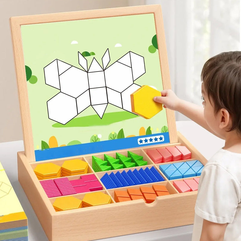 🎁Tidig julreapris med 50 % rabatt🔥Trämagnetiska mönsterblockspusselset🧩