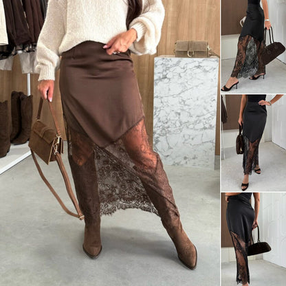 🔥Elegant lång kjol med spetsdetaljer för damer