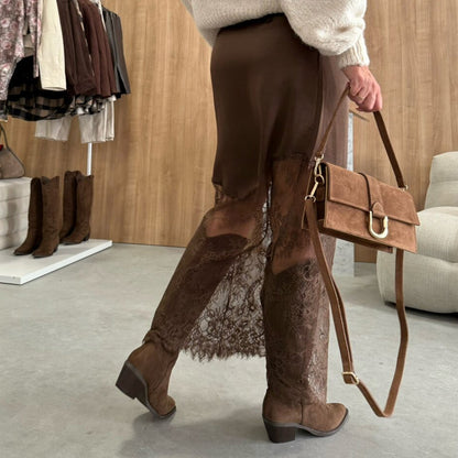 🔥Elegant lång kjol med spetsdetaljer för damer