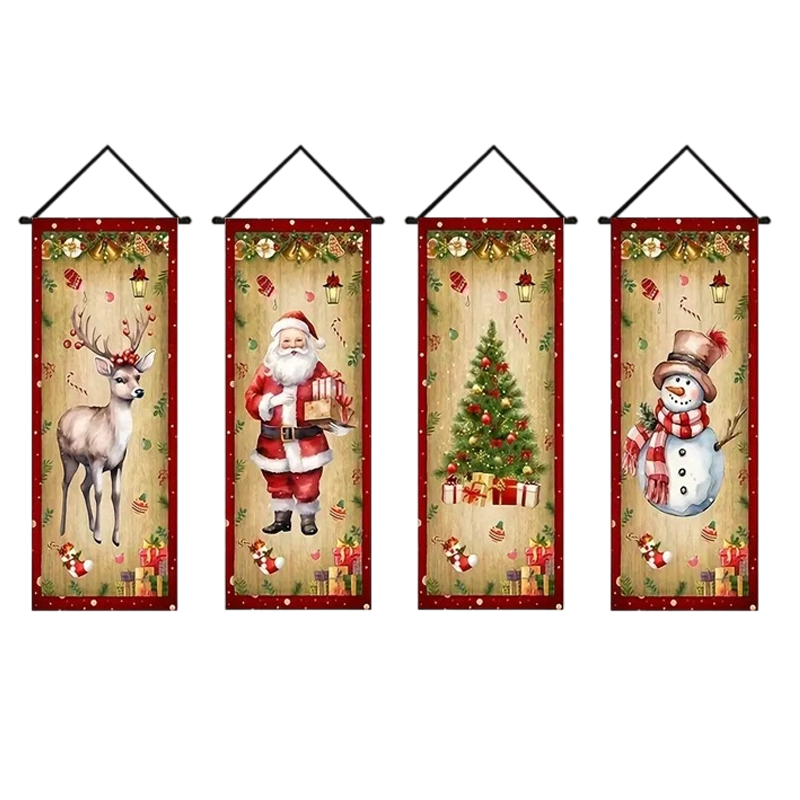 Julbanderoller för veranda och entré – 2-pack festlig dörrdekoration (180 x 30 cm)