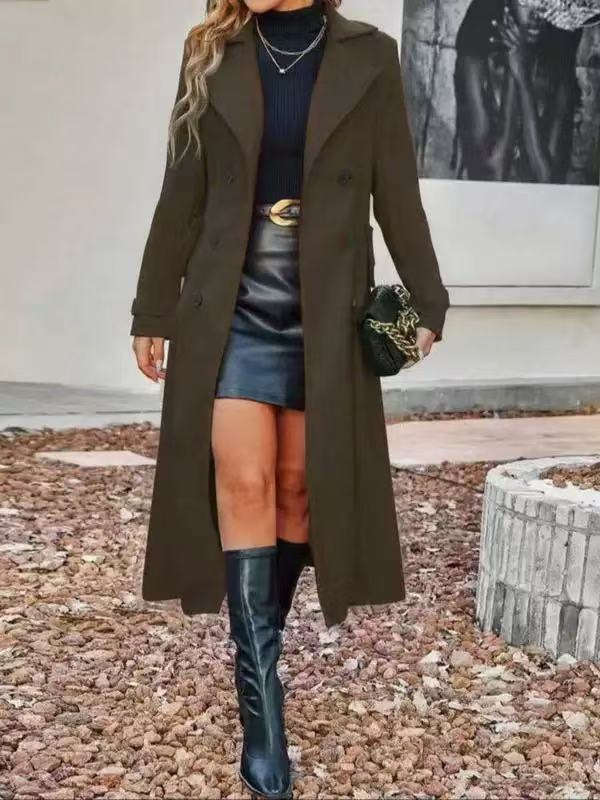 🔥Lång varm dubbelt knäppt kappa för damer