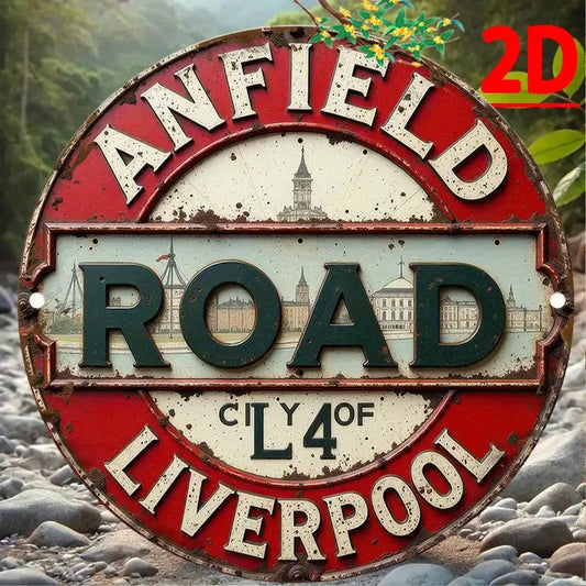 🔥Vintage Anfield Road L4 aluminiumskylt för väggmontering