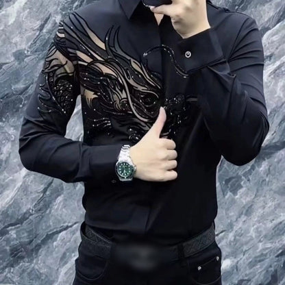 🔥Slim Fit stilren skjorta med tryck för herr