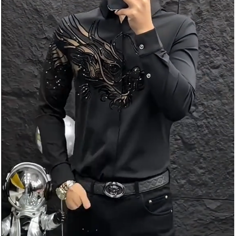 🔥Slim Fit stilren skjorta med tryck för herr