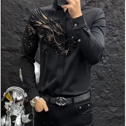 🔥Slim Fit stilren skjorta med tryck för herr