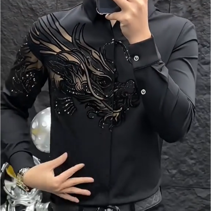 🔥Slim Fit stilren skjorta med tryck för herr