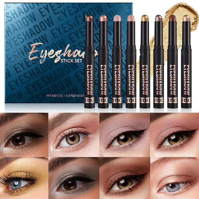 🎅Över 50 000 sålda!🎁✨8 färger glitterögonskugga i stickform - Långvarig Formula med Glitter för Professionell Makeup & Smidig Applicering 🌟👁️