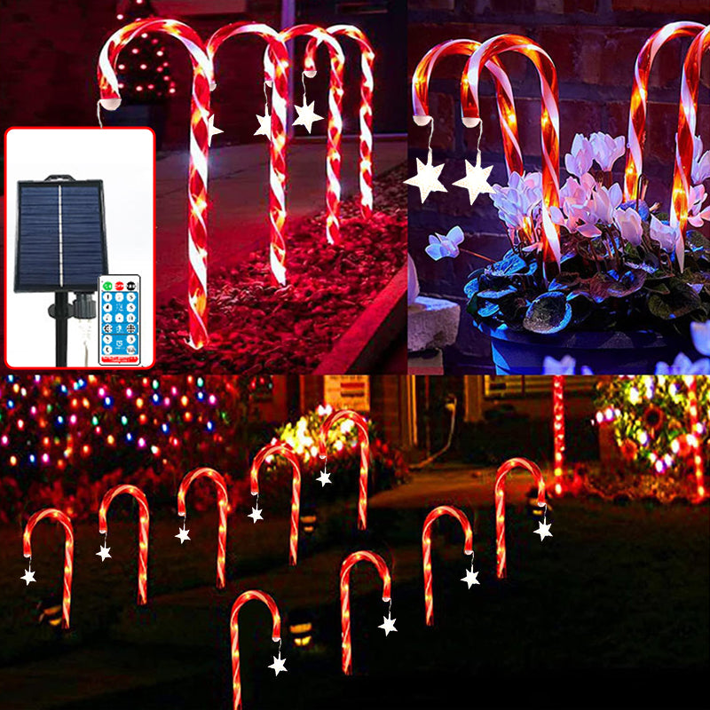 🔥Solcellsdrivna juldekorationer: godisstavslampor