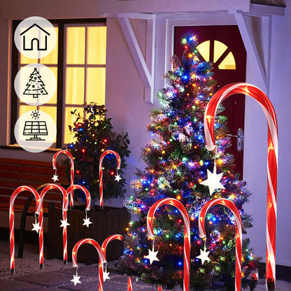 🔥Solcellsdrivna juldekorationer: godisstavslampor