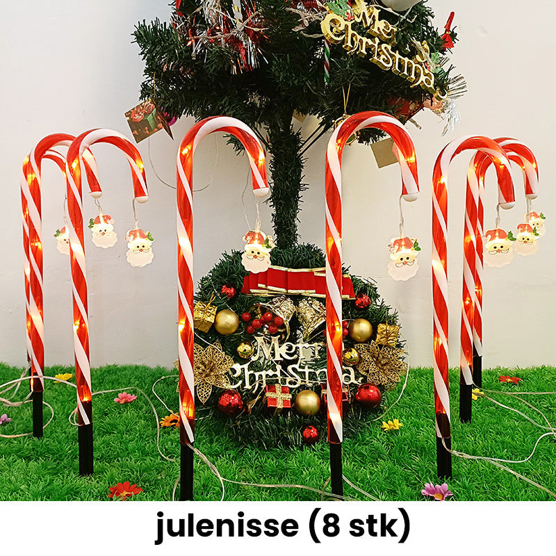 🔥Solcellsdrivna juldekorationer: godisstavslampor