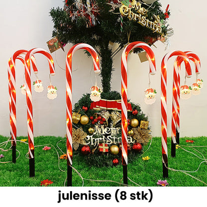 🔥Solcellsdrivna juldekorationer: godisstavslampor