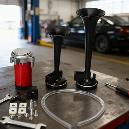 🔥Universellt dubbelt trumpetlufttryckshornssats