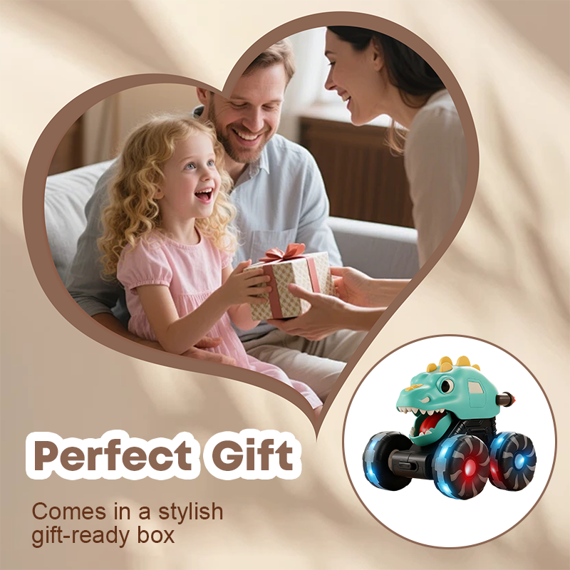 Dinosaurie leksaksbil med ljus – Tryck och kör