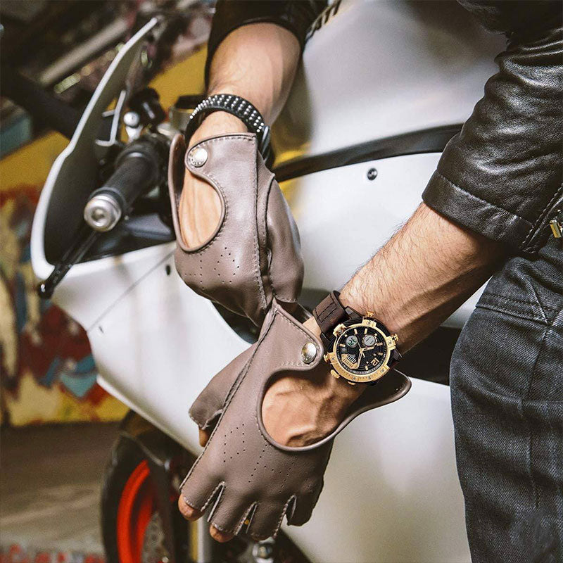 Multifunktionell dubbel display 3ATM vattentäta mansklocka med kvarts och sportfunktion