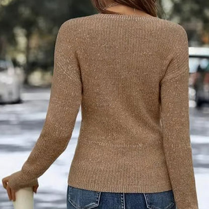 🎁🎁Julkampanj med 50 % rabatt under en begränsad tid：Elegant Casual Stickad Damtopp med V-ringning