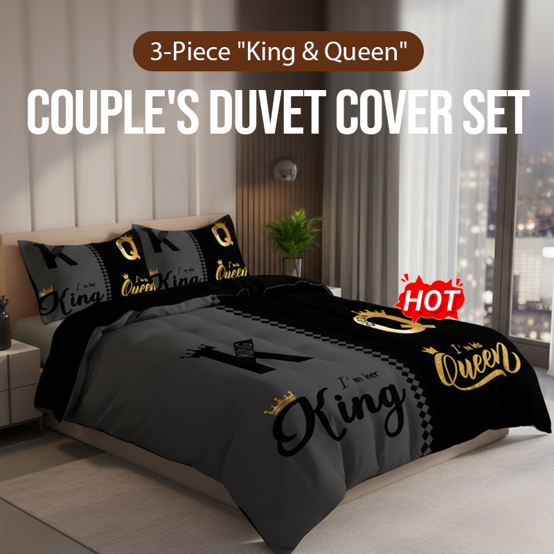 3-delat ”King & Queen” par-påslakanset – elegant design och förstklassig komfort✅✨