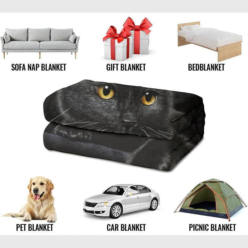 📢📢50 % rabatt!!!✨Mysig filt för alla årstider Black Cat